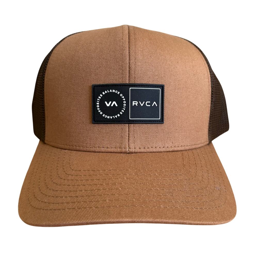 RVCA Brown and Dark Brown Trucker Hat with Logo Patch